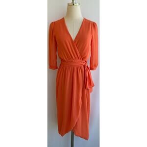 NISSA Womens Tulip Wrap Dress 3/4 Sleeve sz 4